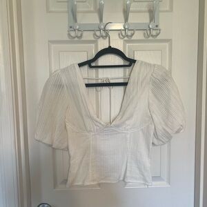 Astr White Textured Blouse